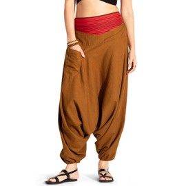Comfy Women's Yoga Harem Pants Elastic Waist wide leg pants Loose Baggy boho clothes for women, Mustard, One Size