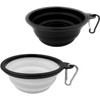 2Pack Collapsible Dog Travel Bowls Dog Small/Large Travel Bowl Portable Foldable Pet Feeding Watering Dish for Traveling, Walking, Parking (Black & White, Small, 12oz)