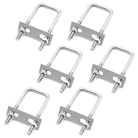 Aoyswuz Pack of 6 U Bolts M8 x 40 x 100 mm 304 Stainless Steel U-Bolt Square U Bolts for Pipe Fixing Car Towing
