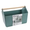 BLUE GINKGO Large Storage Basket – Plastic Caddy with Wooden