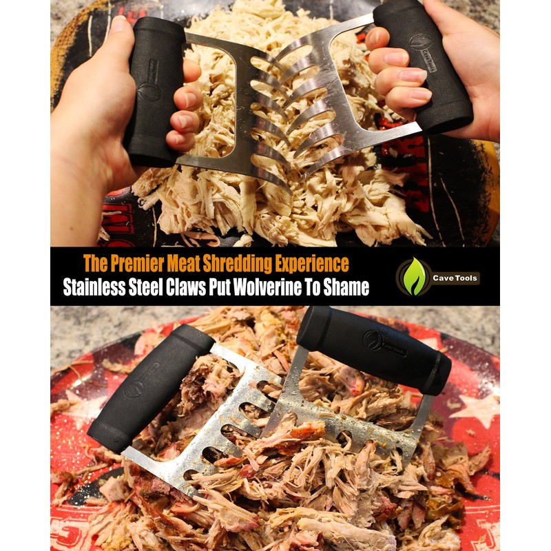 Cave Tools Metal Meat Claws for Shredding Pulled Pork, Chicken,