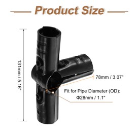 sourcing map 2 Pcs Structural Pipe Connectors, 1-1/8" 4-Way Metal Clamp Fittings Corner Pipe End Rails Clamp with Screws for DIY Shelf Garden Support, Black