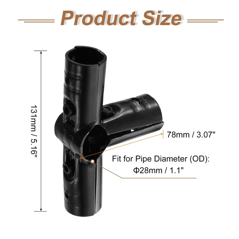 sourcing map 2 Pcs Structural Pipe Connectors, 1-1/8" 4-Way Metal