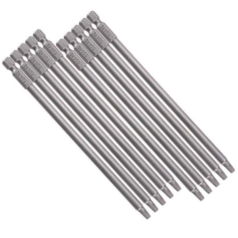 Gasea 10pcs 150mm 1/4" Hex Shank Long Magnetic Square Head