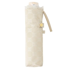 Moonbat [Ducks] Parasol Folding Umbrella, Women's, Made in Japan, For Rain or Shine, First-class Light Blocking, Heat Blocking, UV Jacquard Embroidery, Beige