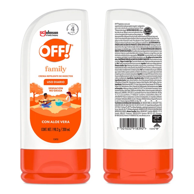 Repelente de Mosquitos en Crema OFF Family 2 Unidades de