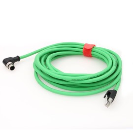 DRRI Right Angle M12 4pin D-Code Male to RJ45 Waterproof Ethernet Shielded Cat5E Cable for Industrial Ethernet Applications