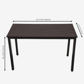 GL GLOBAL LIFE 55 inch Large Computer Desk Wood, Modern Simple Style Desk for Home Office, Bedroom, Study Student Writing Desk, Small Spaces, Black Metal Frame, Dark Walnut Top