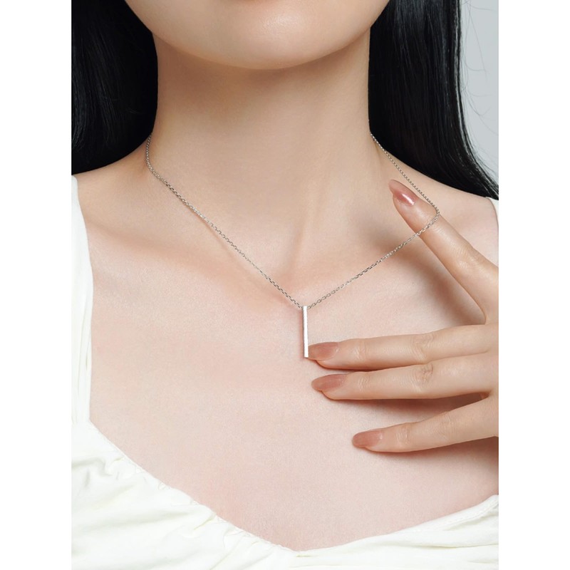 Silvora Women's Necklace, 925 Silver, Simple, Stick, Long Pendant, Hypoallergenic,