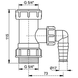 Alcaplast Dishwasher Connector Pipe 5/4" with Dishwasher Connector Inlet Input