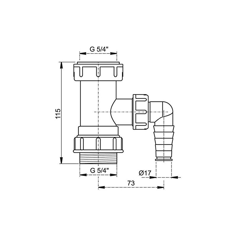 Alcaplast Dishwasher Connector Pipe 5/4" with Dishwasher Connector Inlet Input
