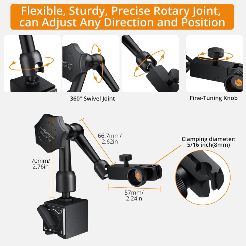 Neoteck 1"/25.4mm (0.0005"/0.01mm) Digital Indicator Set Dial Indicator and Magnetic