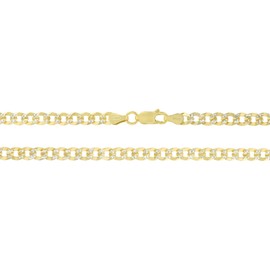 14K Gold Plated Silver Two Tone 4.50mm Diamond Cut Cuban Curb Chain for Men with Lobster Claw Clasp | 20" Necklace | 925 Curb Necklace For Men and Women