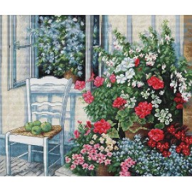 Luca-S Terrace with Flowers BU4017L Luca-S Counted Cross-Stitch Kit