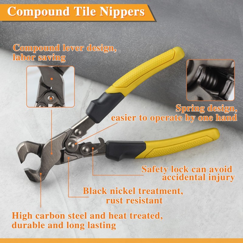 LEONTOOL Compound Tile Nippers 9-Inch Tile Cutter Pliers with Alloy