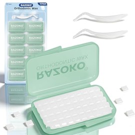 RAZOKO Cera Ortodóntica para Alineadores de Brackets Cera Dental de Grado Alimenticio Cera Ortodóntica en Tiras Sabor Menta 500 Puntos de Cera Precortados (Paquete de 10)