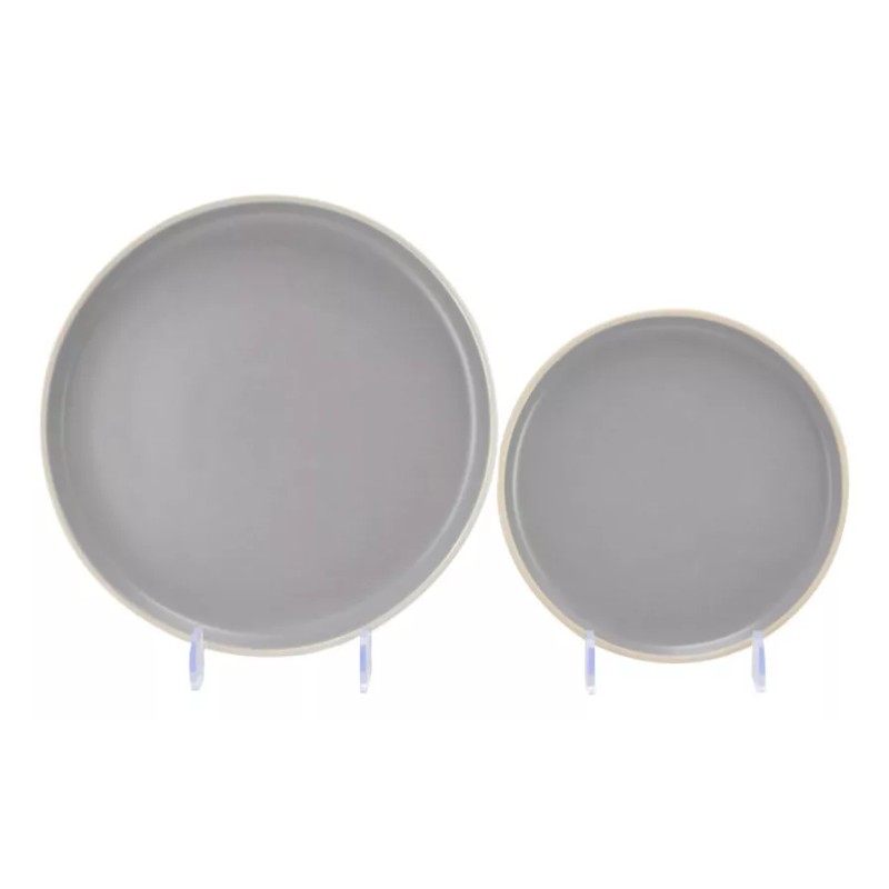 KASABLANCA Vajilla De Ceramica Gris 16 Piezas Moderna 4 Personas