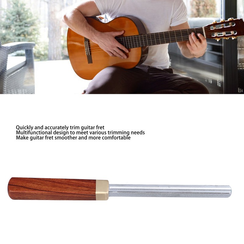 Guitar Fret Crowning File Chrome Plated Solid Wood Handle Fret