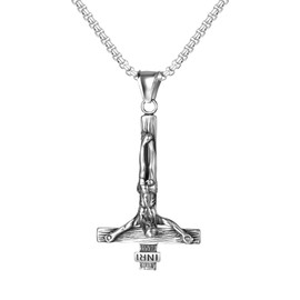 OIDEA Herren Jesus Umgekehrter-Kreuz Halskette: Silber Petruskreuz Anhänger mit Weizenkette aus Edelstahl Christlicher Kette religiöses Schmuck Geschenk für Männer Junge Freund