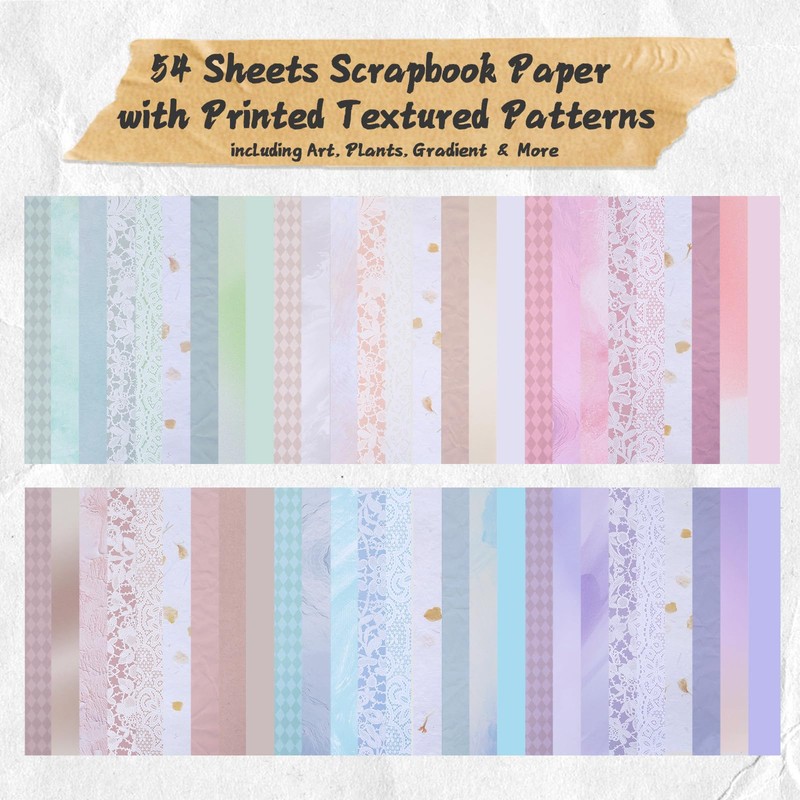 90 Sheets Textured Scrapbook Paper with Decor Mesh Fabric Creative