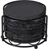 Slate Drink Coasters with Metal Holder, GOH DODD Set of