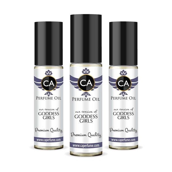 CA Perfume Impression of Carolina H. Goddess Girls For Women Replica Fragrance Body Oil Dupes Alcohol-Free Essential Aromatherapy Sample Travel Size Concentrated Long Lasting Roll-On 0.3 Fl Oz-X3