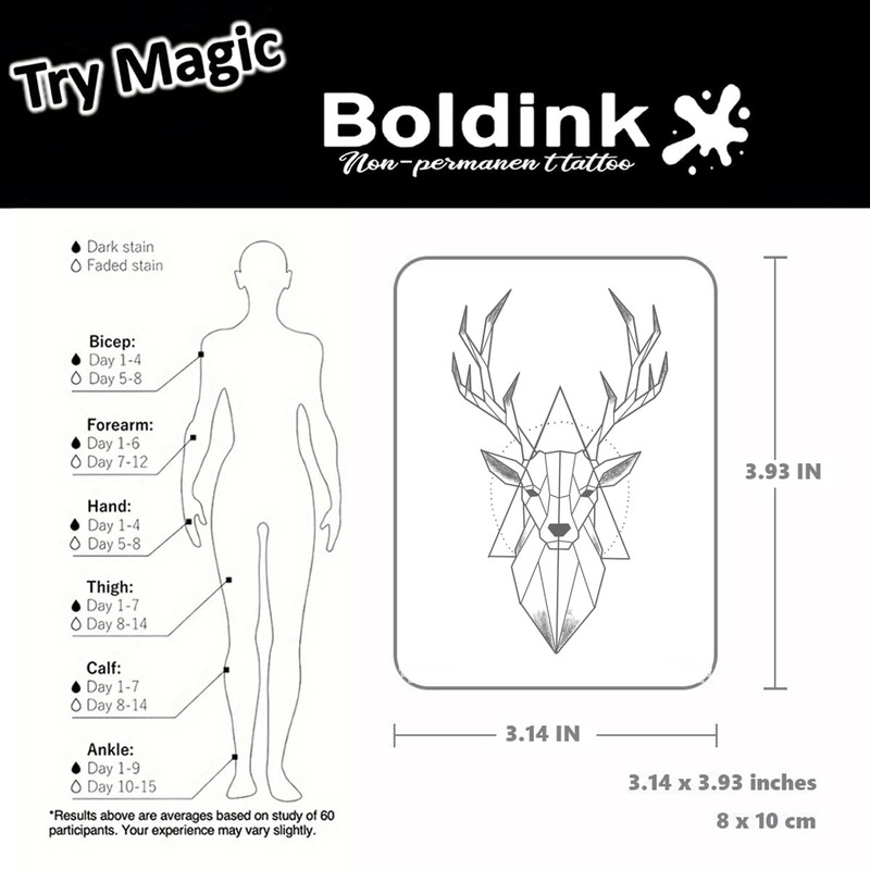 Boldink Temporary Tattoos,Semi Permanent Tattoos,15 Days Long Lasting Tattoo Stickers,Waterproof