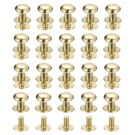 sourcing map 8mm Ball Head Stud Rivets Screw Back, 50Pack Round Head Button Nipple Rivet for DIY Leather Craft Handbag Belt, Light Golden
