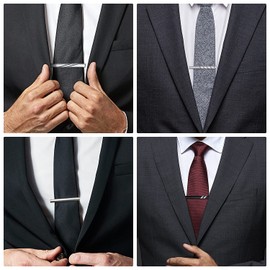 wynameleri Classic Tie Clip Set 10 Pcs for Business Wedding, 2'' 2.3'' 2.6 Inch Tie Pins for Men Silver Black Shirt Necktie Pinch for Men T0310007