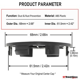 RTRHINOTUNING 68mm Wheel Center Caps for XXR 557 530 531 Rims, OD:68mm(2.68"), ID: 61.5mm(2.42") 4 Pack Hub Caps