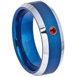 Jewelry Avalanche 0.07ct Garnet Tungsten Ring - January Birthstone Ring - 8MM Comfort Fit Matte 2-Tone Black & Rose Gold Stepped Edge Tungsten Carbide Wedding Band -11