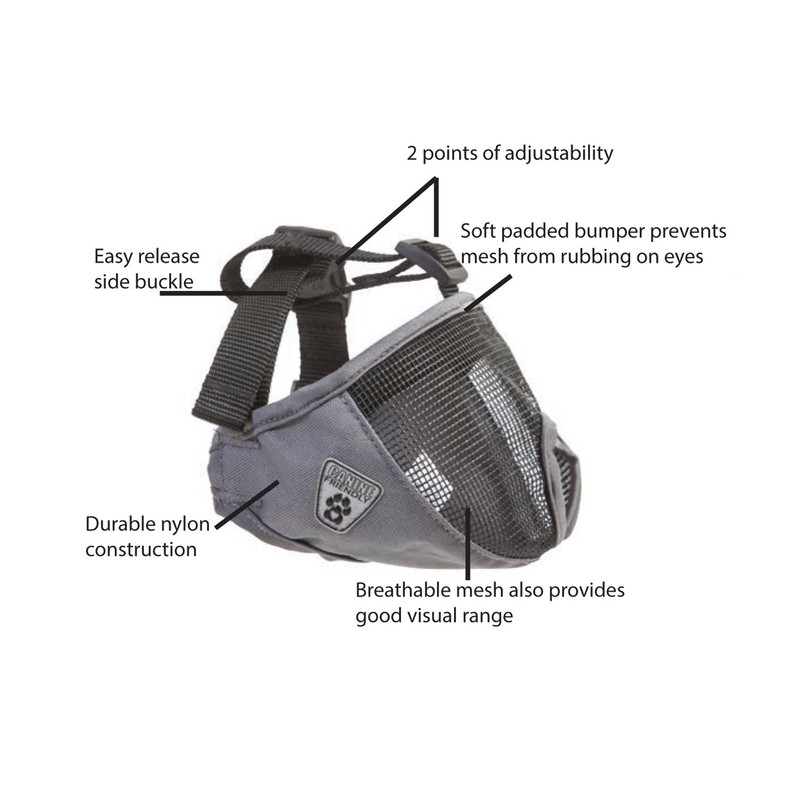 Canine Friendly Short Snout Dog Muzzle, Small, Charcoal