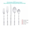 Flatasy Silverware Set Silver Bamboo Handle Flatware Stainless Steel Heavy