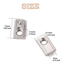 Matrelt 15-Piece 1/4"-20 Spring-Loaded T-Nuts with Ball Bearings Silver Zinc Plated Carbon Steel Spring T Slot Nut for 4040 Series/Slot 8 Aluminum Extrusions