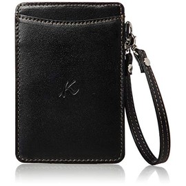 Kitamura PH0674 Pass Case with Strap, Black/Sand Beige Stitching [Black] 15521
