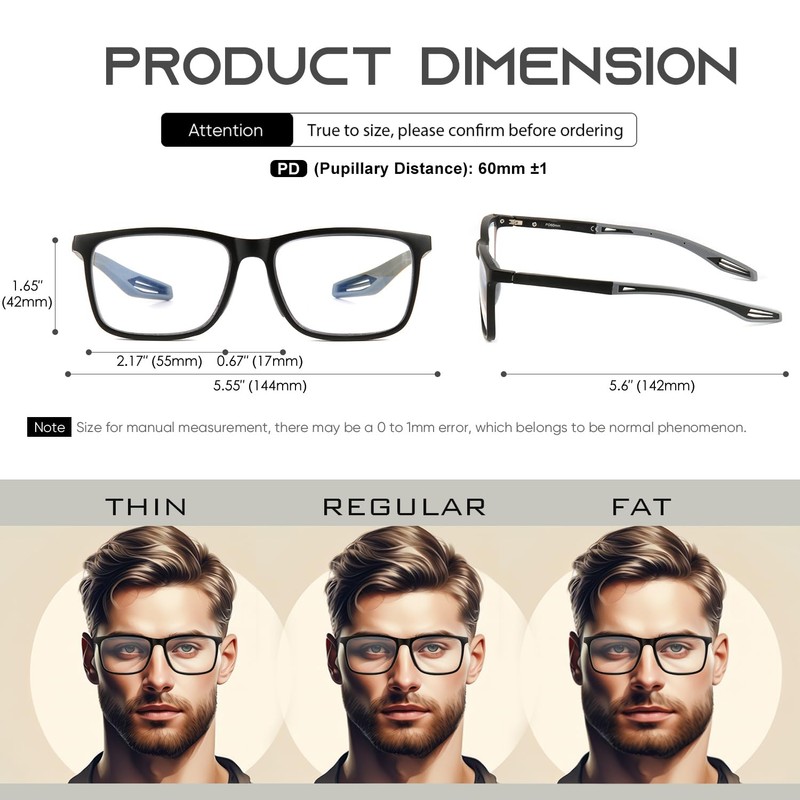 Missfive 2 Pack +1.5 Reading Glasses Blue Light Blocking, Flexible