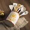 SOCOSY Ceramic Retro Sunflower Embossed Kitchen Utensil Holder, Large Cooking