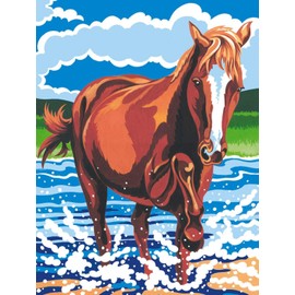 Mammut Spiel & Geschenk MAMMUT 105050 - Malen nach Zahlen Tiermotiv, Pferd, Komplettset mit bedruckter Malvorlage im A4 Format, 7 Acrylfarben und Pinsel, Malset für Kinder ab 8 Jahre