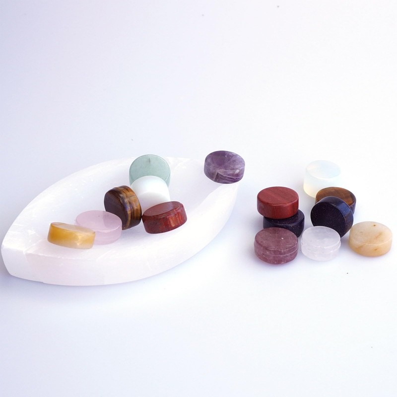 Mixed Natural Crystal Cabochons for Jewelry Making, 15-20mm Round Flatback