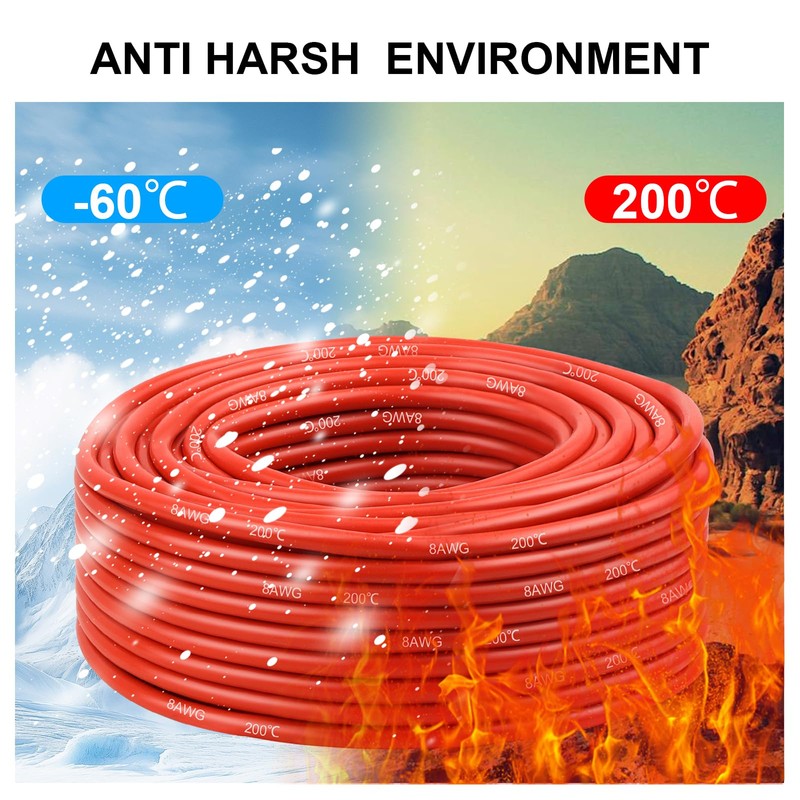 8 Gauge Silicone Wire (20ft Red & 20ft Black), 8