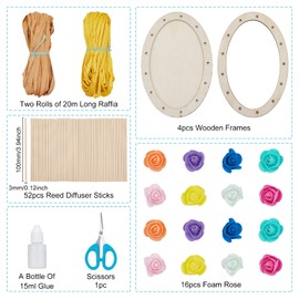 WEBEEDY 4 Pcs Basket Weaving Kits Wooden Rattan Basket Making Kit for Beginners Raffia Crafts Projects