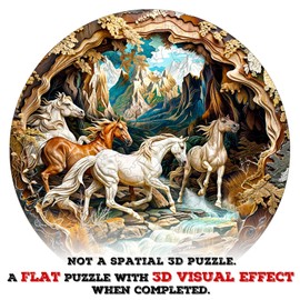 KaayeeWood Wooden Puzzle for Adults, 200 Pieces Witch UHU Wooden Puzzle, Unique Wooden Puzzle with Wooden Box, Birthday Gift for Adults and Children (3D Horse, L)