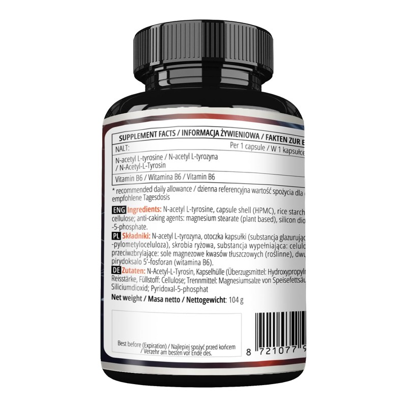 N-Acetyl-L-Tyrosine (NALT) 500mg and Active Vitamin B6 (P-5-P) 2mg -