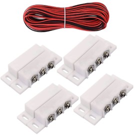 RUNCCI-YUN 4X Magnetic Reed Switch Normally Open Closed NC NO Door Alarm Window Security/Magnetic Door Switch/Magnetic Contact Switch/Reed Switch, DC 5V to12V Light (White)