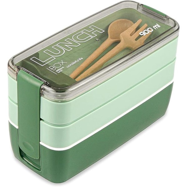 Iteryn Bento Box Lunch Box, 3-In-1 Compartment Lunch Containers -