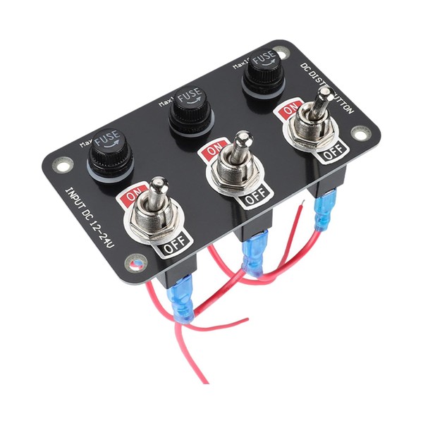 Ronyme 3 Gang Rocker Switch Panel 10A Fuse,Metal,Toggle Switch Panel,Rocker