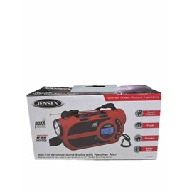 Jensen JEP-650 AM/FM Weather Band Radio With Weather Alert, Red Color
