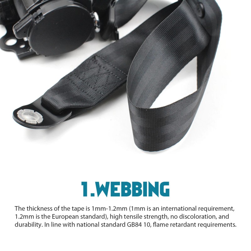 MGT 3.6M 3 Point Retractable Adjustable Car Seat Belt For