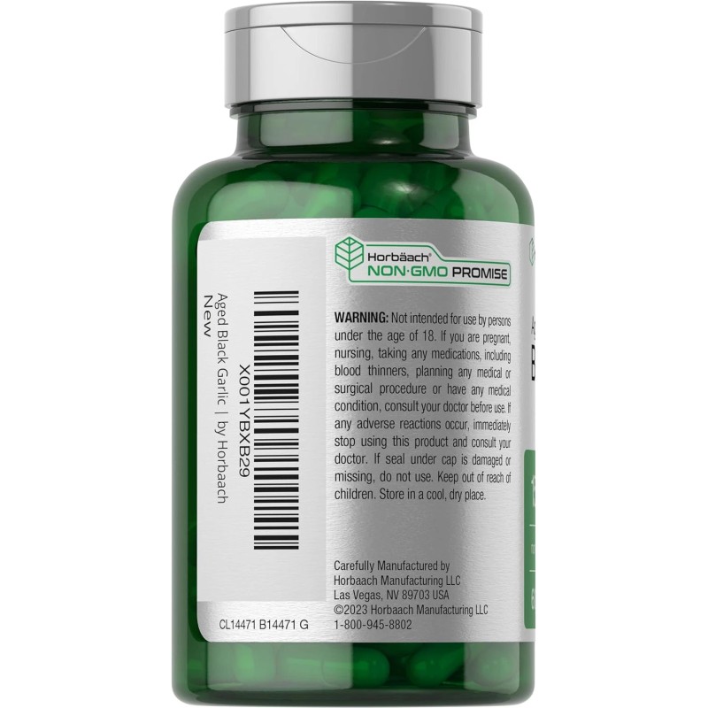Horbaach Aged Garlic Extract Capsules 1500Mg, 60 Count, Gluten Free