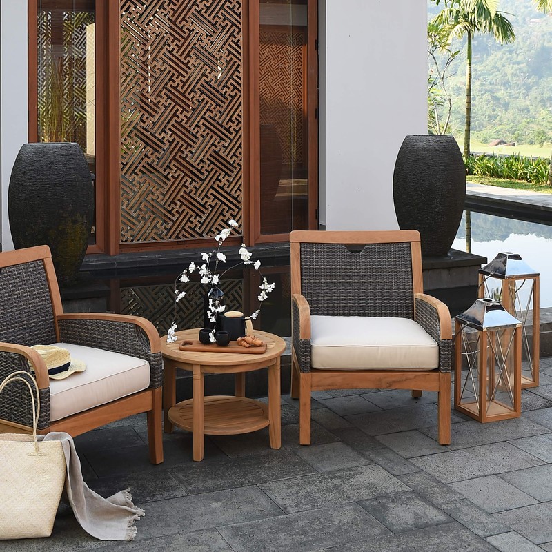 Cambridge Casual Arie Wood Patio Side Table, Plantation Teak, 24